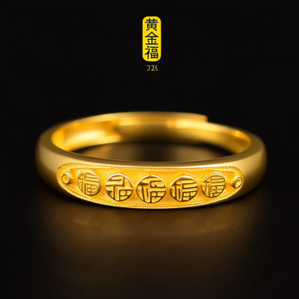 黄金福戒指图片