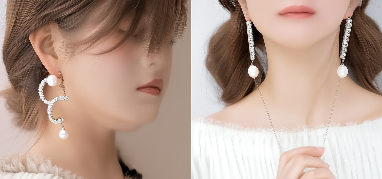 珍珠耳线图片大全