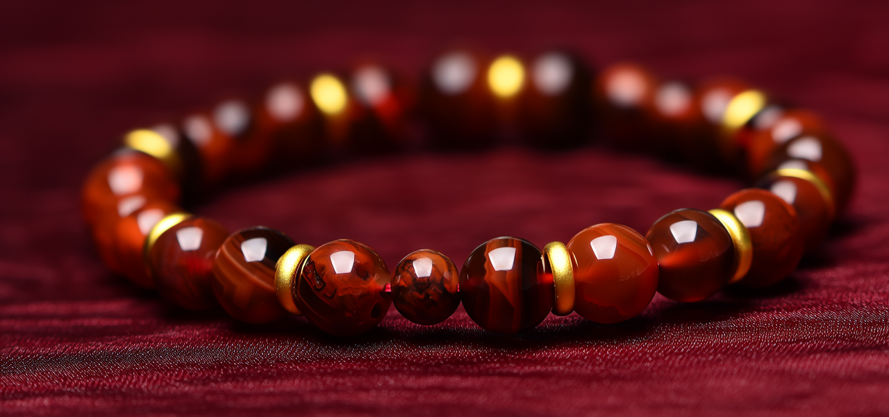 红玛瑙黄金手串图片