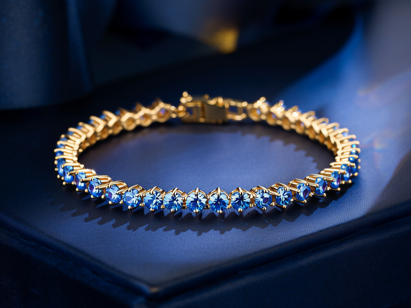 黄金蓝宝石手链图片